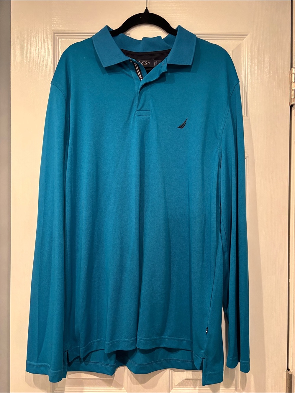 Nautica Long-Sleeve Polo in Bright Teal NWT